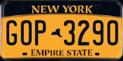 NY license plate GOP3290