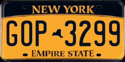 NY license plate GOP3299