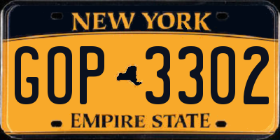NY license plate GOP3302