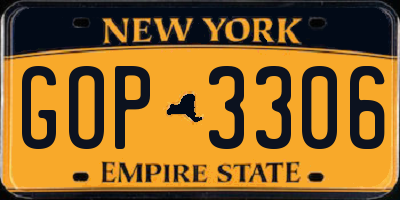 NY license plate GOP3306