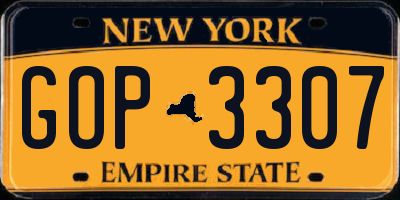 NY license plate GOP3307