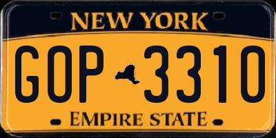 NY license plate GOP3310