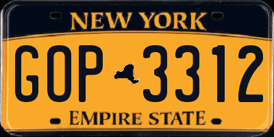 NY license plate GOP3312