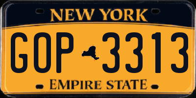 NY license plate GOP3313