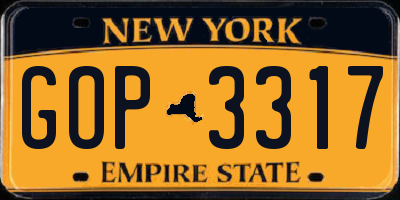 NY license plate GOP3317