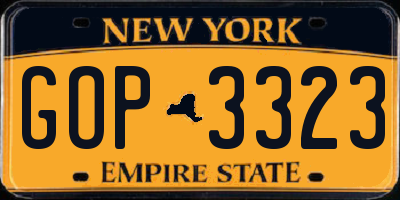 NY license plate GOP3323