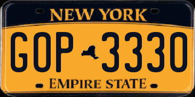 NY license plate GOP3330