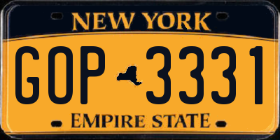 NY license plate GOP3331