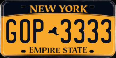 NY license plate GOP3333