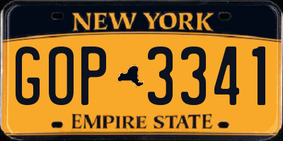 NY license plate GOP3341