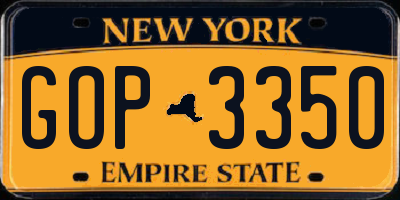 NY license plate GOP3350