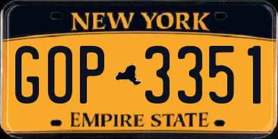 NY license plate GOP3351
