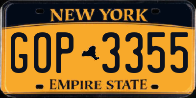 NY license plate GOP3355
