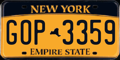 NY license plate GOP3359