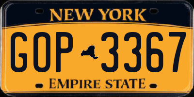 NY license plate GOP3367