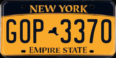 NY license plate GOP3370