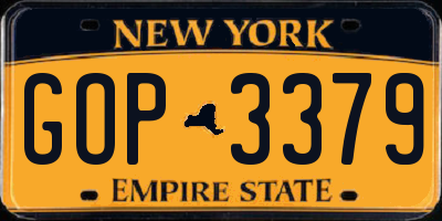NY license plate GOP3379