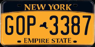 NY license plate GOP3387