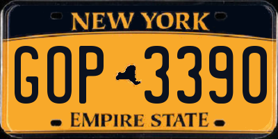 NY license plate GOP3390