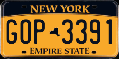 NY license plate GOP3391