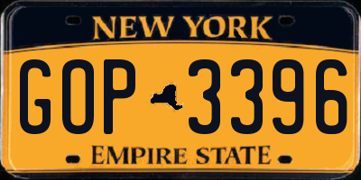 NY license plate GOP3396