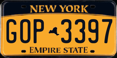 NY license plate GOP3397