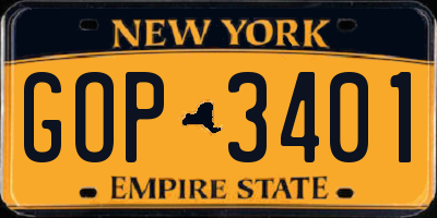 NY license plate GOP3401
