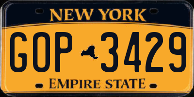 NY license plate GOP3429