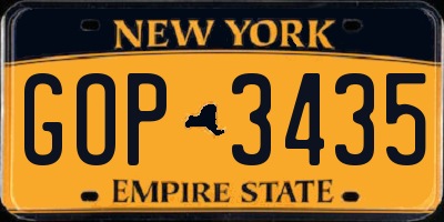 NY license plate GOP3435