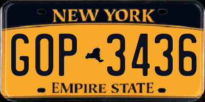 NY license plate GOP3436