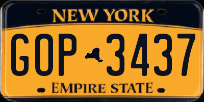 NY license plate GOP3437
