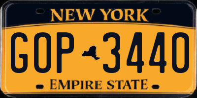 NY license plate GOP3440