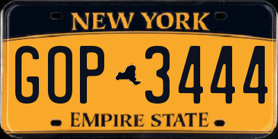 NY license plate GOP3444