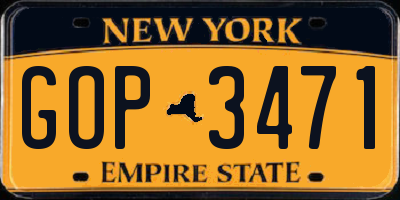 NY license plate GOP3471
