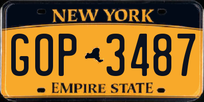 NY license plate GOP3487