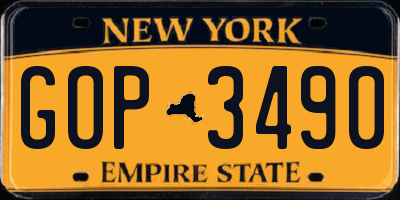 NY license plate GOP3490