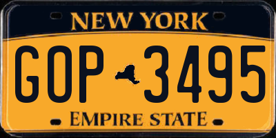 NY license plate GOP3495