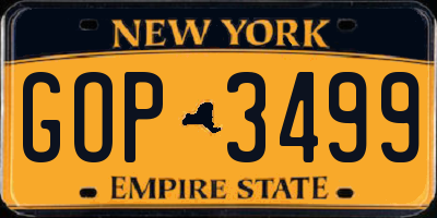 NY license plate GOP3499