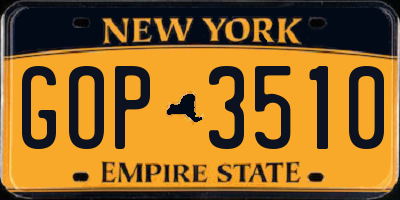 NY license plate GOP3510