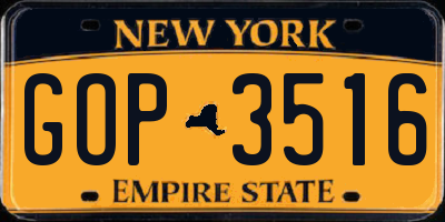NY license plate GOP3516