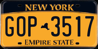 NY license plate GOP3517