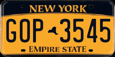 NY license plate GOP3545