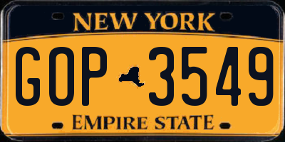 NY license plate GOP3549