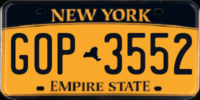 NY license plate GOP3552