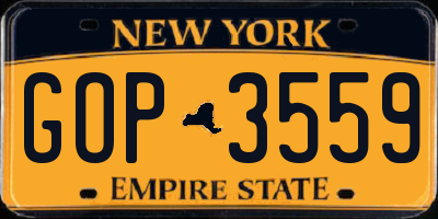 NY license plate GOP3559