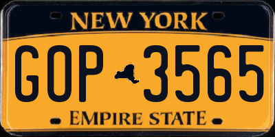 NY license plate GOP3565
