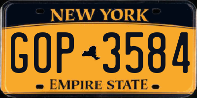 NY license plate GOP3584