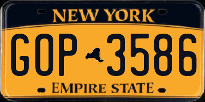 NY license plate GOP3586