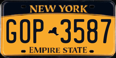NY license plate GOP3587