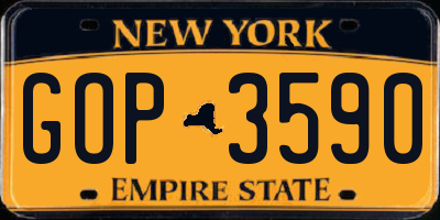 NY license plate GOP3590